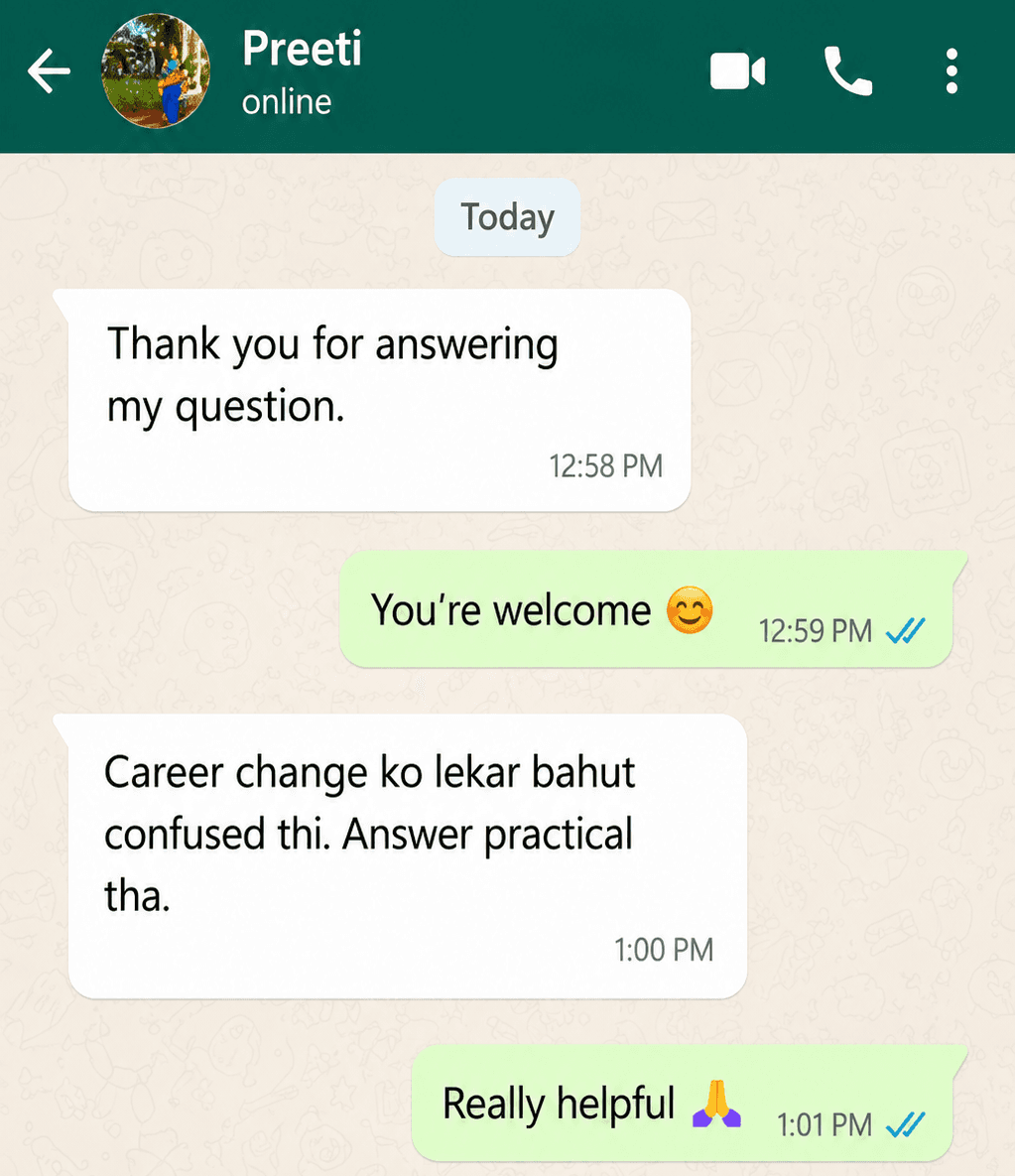 Customer testimonial from Preeti