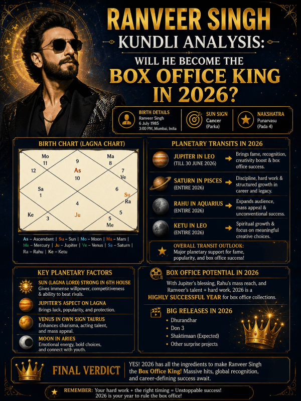 Ranveer Singh Kundli Analysis: Will He Become the Box Office King in 2026?