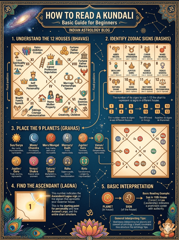 How to Read Kundali: A Beginner's Guide to Vedic Birth Chart Reading