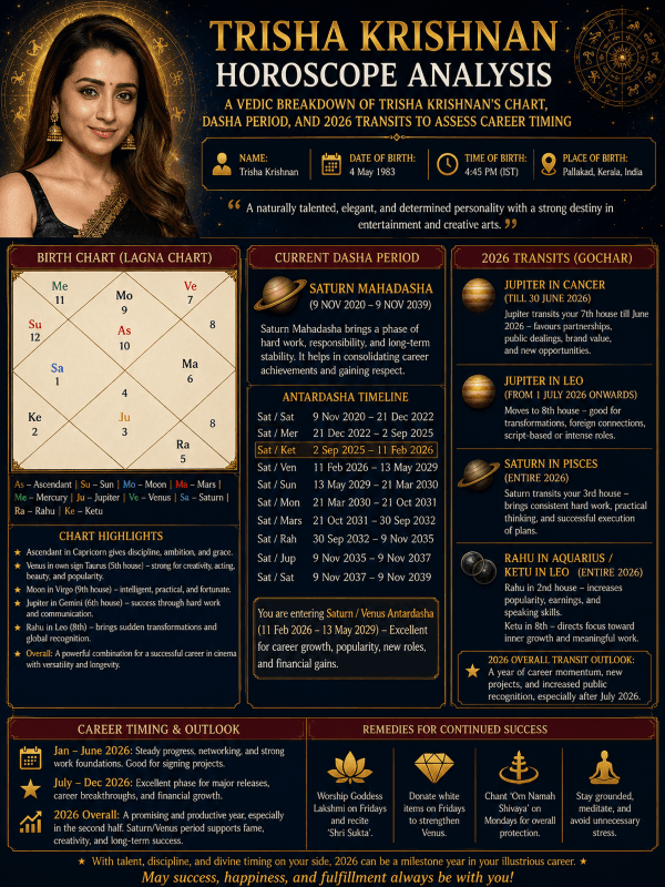 Trisha Krishnan Horoscope Analysis: How Lucky is the Karuppu Release?