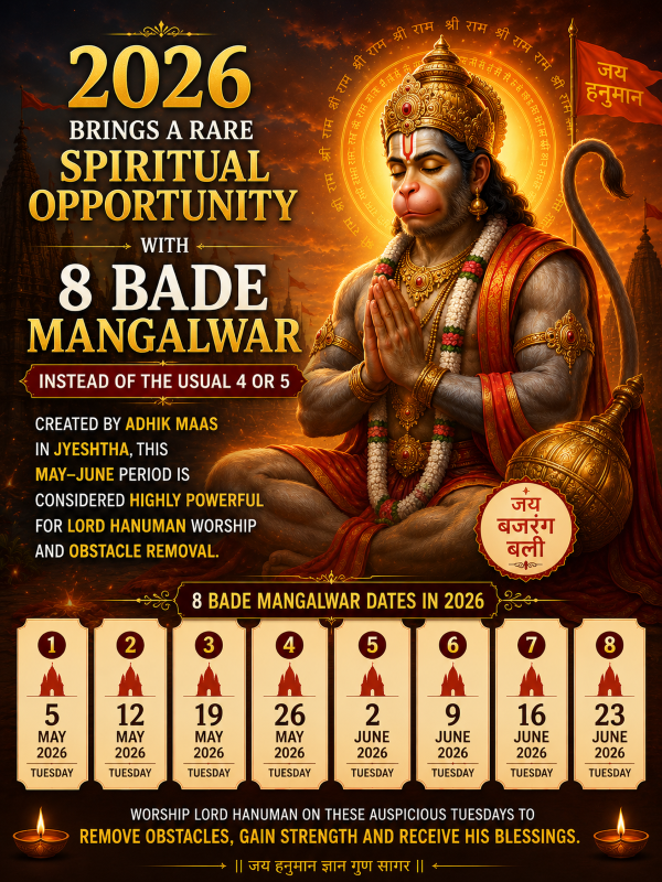 8 Bade Mangalwar 2026 Dates: Significance, Puja Vidhi aur Vrat Katha