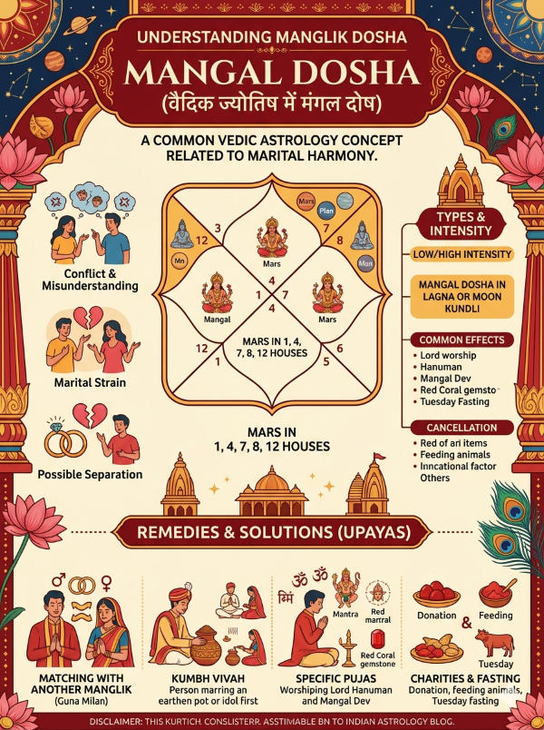 Mangalik Dosha Explained: Meaning, Effects, Myths, and Remedies