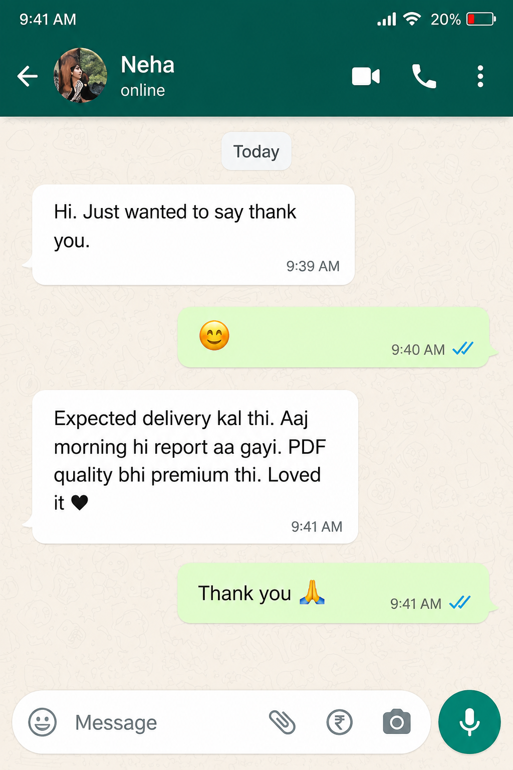 Customer testimonial from Neha